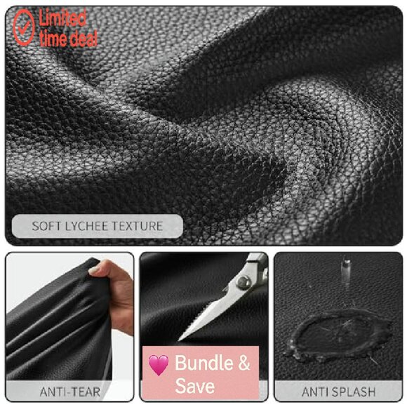 Large Vegan Leather Tote Bag with Zipper, 23L Capacity for Work and Travel - Picture 7 of 8